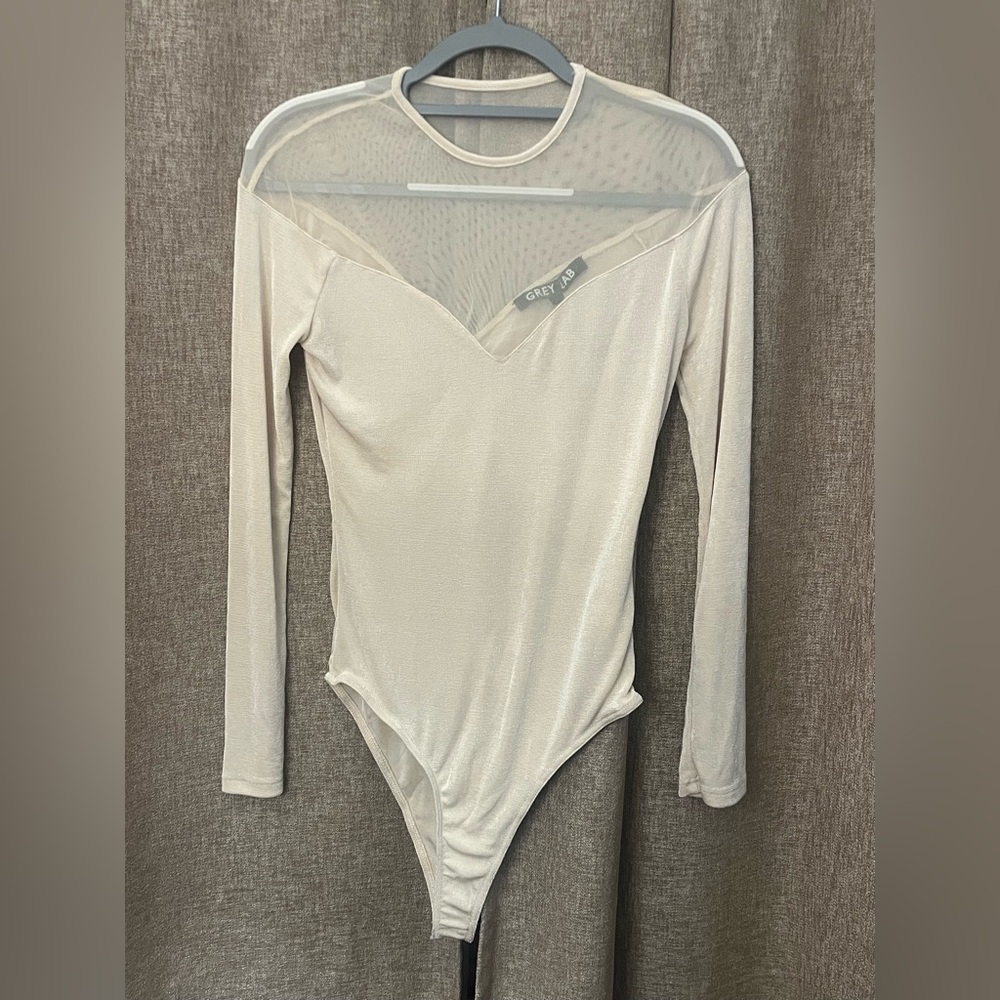 GREY LAB Cream Mesh Detail Top